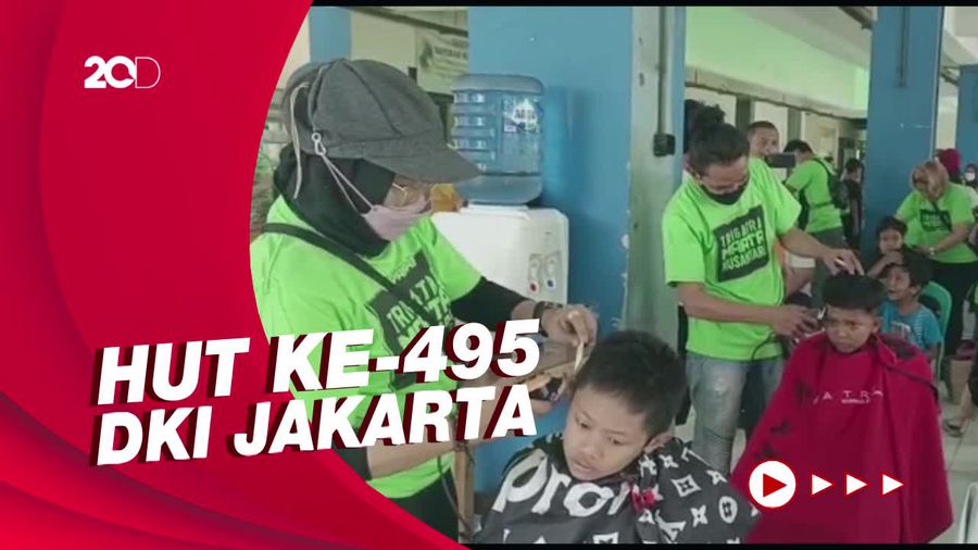 495 Warga Rusun Pulogebang Potong Rambut Gratis di Hari Jadi Kota Jakarta
