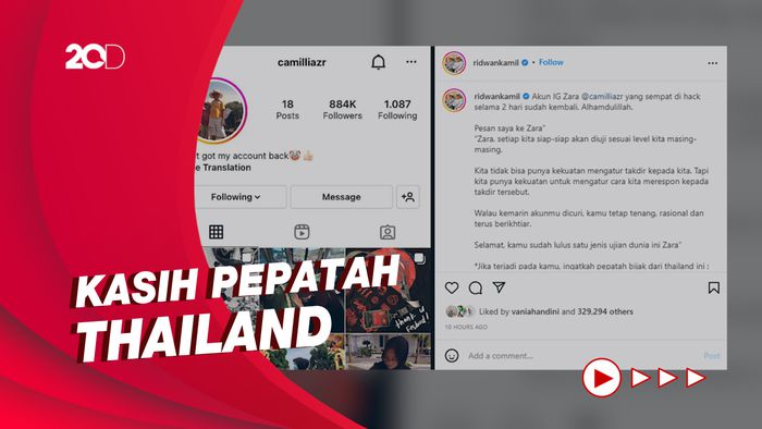 Instagram Zara Sempat Diretas, Ini Pesan Ridwan Kamil