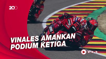 Podium Perdana Maverick Vinales Bersama Aprilia