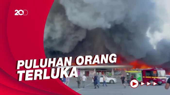 Penampakan Mal Ukraina Terbakar Dihantam Rudal Rusia, 10 Tewas