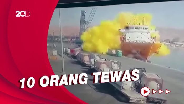 Detik-detik Tangki 25 Ton Gas Klorin di Yordania Meledak