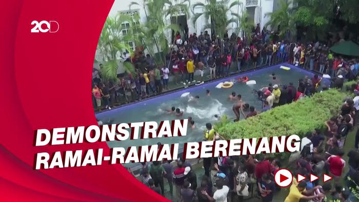 Demonstran Serbu Istana, Kuasai Kolam Renang Kepresidenan Sri Lanka