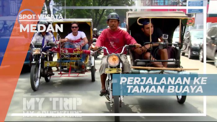 Naik Bentor Menuju Tempat Penangkaran Buaya, Medan Sumatera Utara