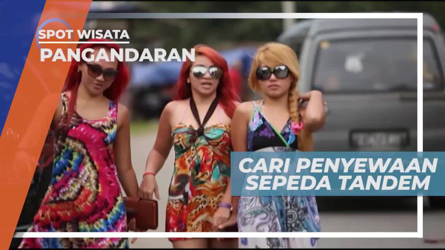 Menyusuri Tepi Pantai Pangandaran Mencari Penyewaan Sepeda Tandem