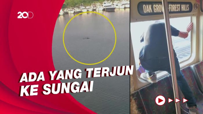 Momen Panik Penumpang Menyelamatkan Diri Dari Kereta Terbakar di AS