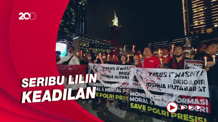 Aksi 1.000 Lilin & Doa Bersama untuk Brigadir J di Bundaran HI