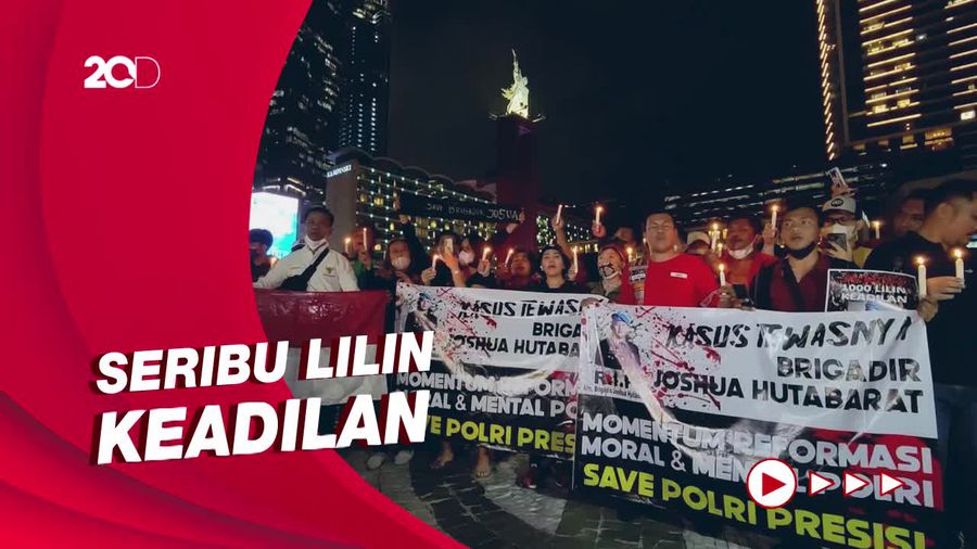 Aksi 1.000 Lilin & Doa Bersama untuk Brigadir J di Bundaran HI