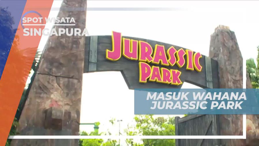Masuk ke Wahana Jurassic Park Singapura