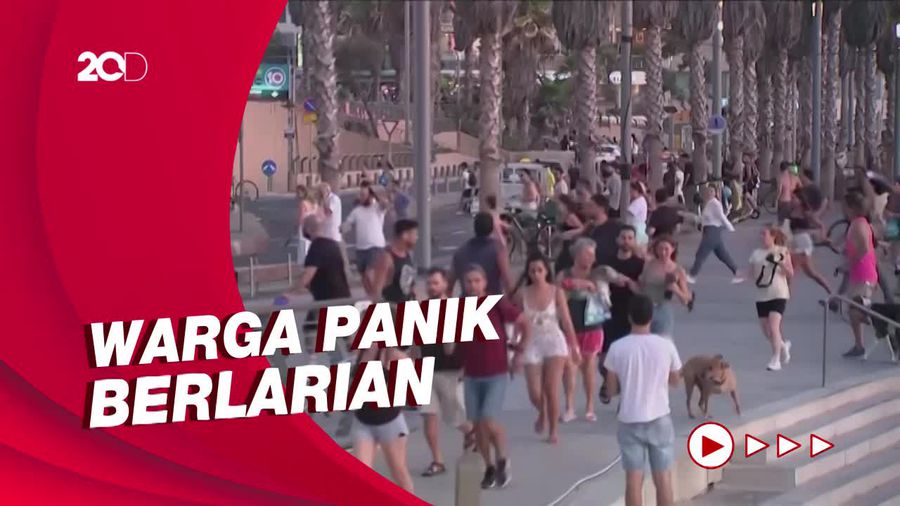 Momen Kepanikan Warga Israel Saat Sirene di Tel Aviv Berbunyi