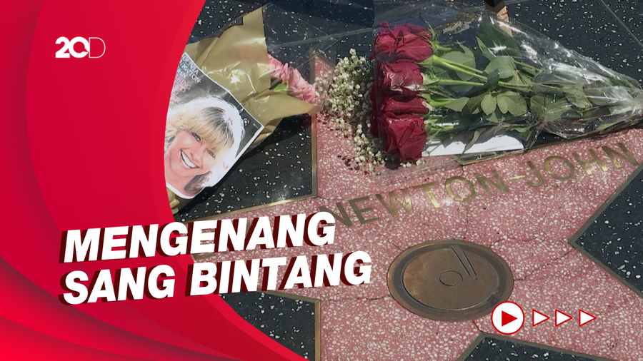 Hollywood Walk of Fame Olivia Newton-John Dipenuhi Karangan Bunga