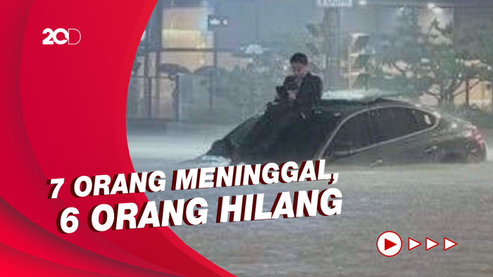 Viral Wartawan Yonhap Terjebak Banjir di Seoul