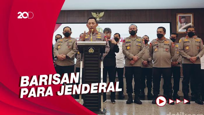 Barisan Jenderal  Dampingi Kapolri Umumkan Tersangka Ferdy Sambo