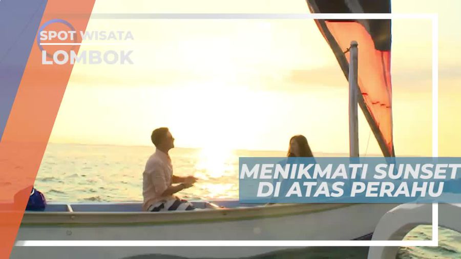 Sunset Dari Perahu Nelayan Berteman Panorama Laut Lepas, Lombok