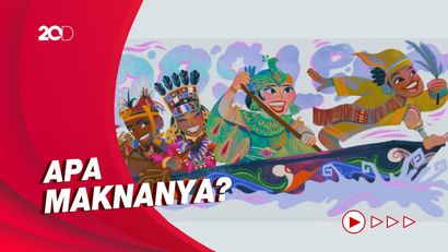 Kolaborasi Tradisi Pacu Jalur-Penari di Google Doodle HUT ke-77 RI