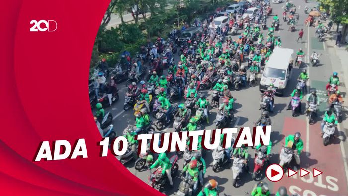 Ribuan Driver Ojol Se-Jawa Timur Demo Turun ke Jalan