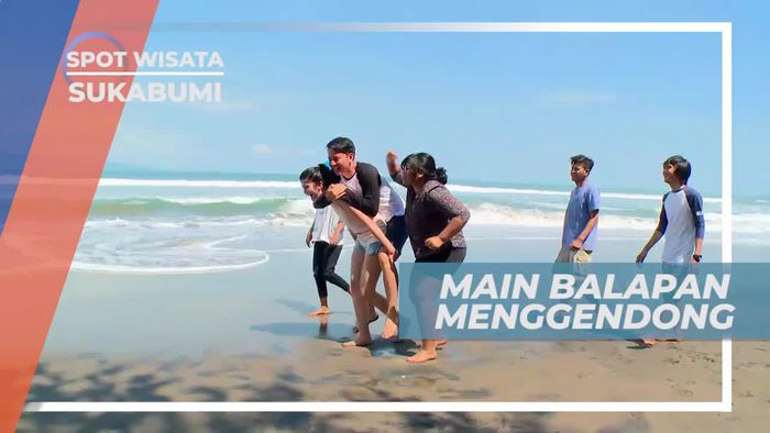 Adu Tangkas Bermain Balap Gendong di Tepi Pantai Sukabumi