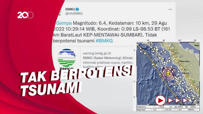 Gempa M 6,4 Guncang Kep Mentawai Sumbar