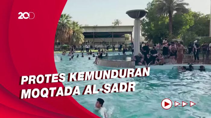 Momen Massa Serbu-Berenang di Istana Negara Irak, Mirip di Sri Lanka
