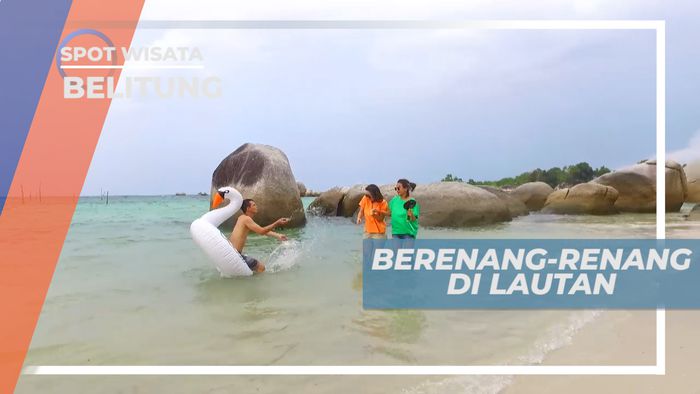 Seru-seruan Habiskan Waktu Berenang dan Bermain Air di Tepi Pantai, Belitung