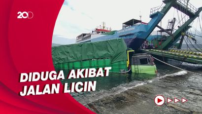 Hendak Masuk Kapal, Truk Terperosok Masuk Laut di Pelabuhan Gilimanuk