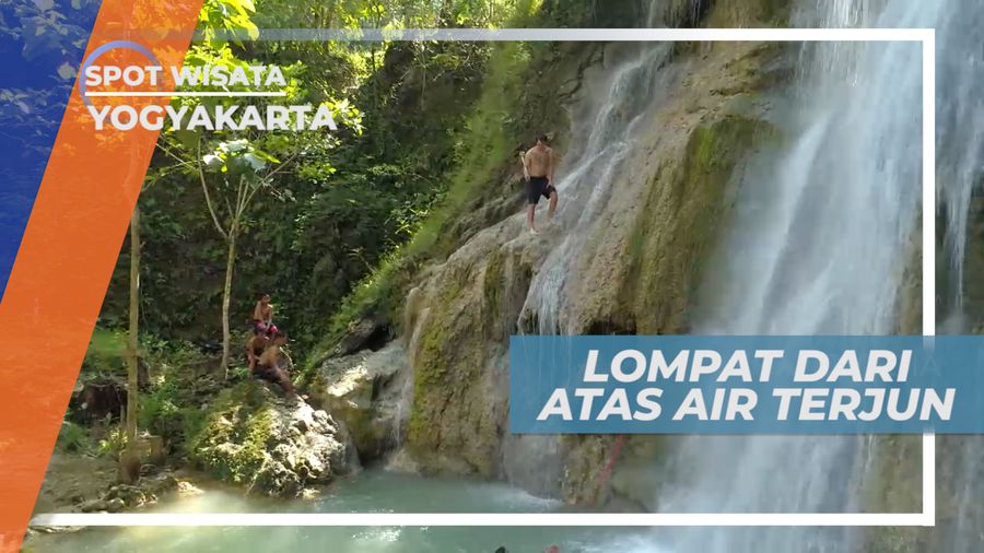 Uji Nyali Melompat Seru Dari atas Tebing Air Terjun, Yogyakarta