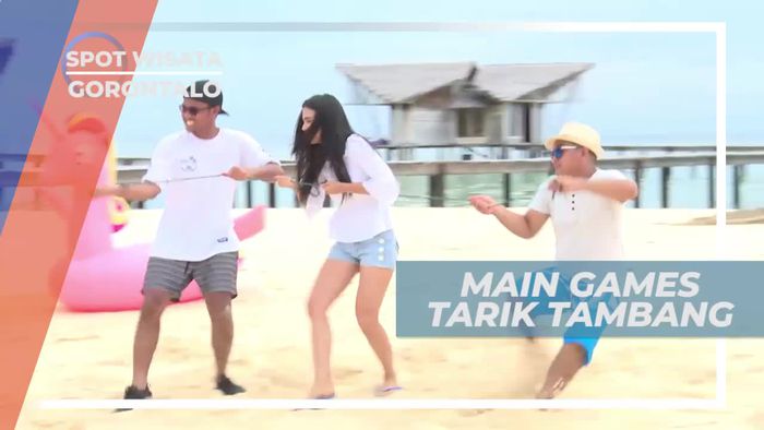 Adu Tangkas Bermain Tarik Tambang di Pulo Cinta Gorontalo