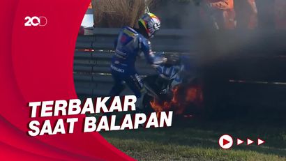 Momen Motor Pembalap Pengganti Joan Mir Terbakar di MotoGP Jepang
