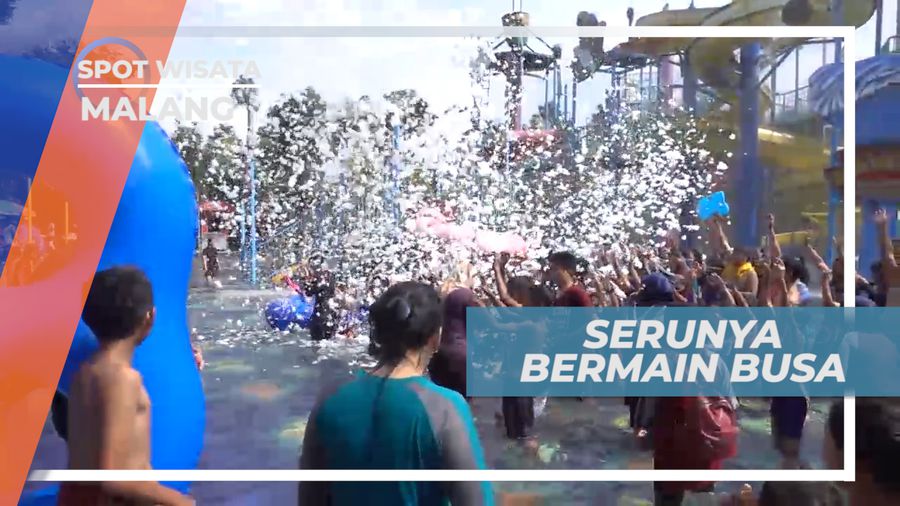 Serunya Bermain Hujan Busa di Wahana Kolam Anak, Malang