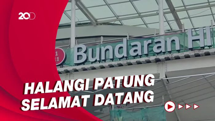 Penampakan Revitalisasi Halte TransJ yang Halangi Patung Selamat Datang