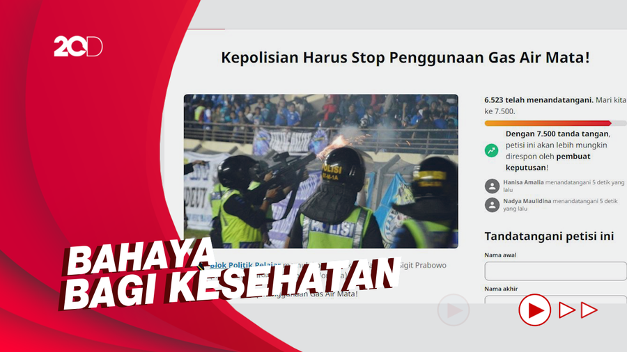 Muncul Petisi Setop Penggunaan Gas Air Mata Usai Tragedi Kanjuruhan
