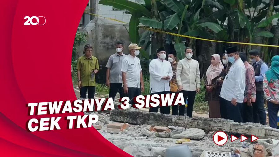 Nadiem Sambangi Lokasi Tembok Roboh di MTsN 19 Jaksel 