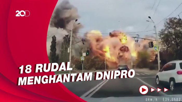 Detik-detik Serangan Rudal Rusia di Dnipro Picu Ledakan Besar
