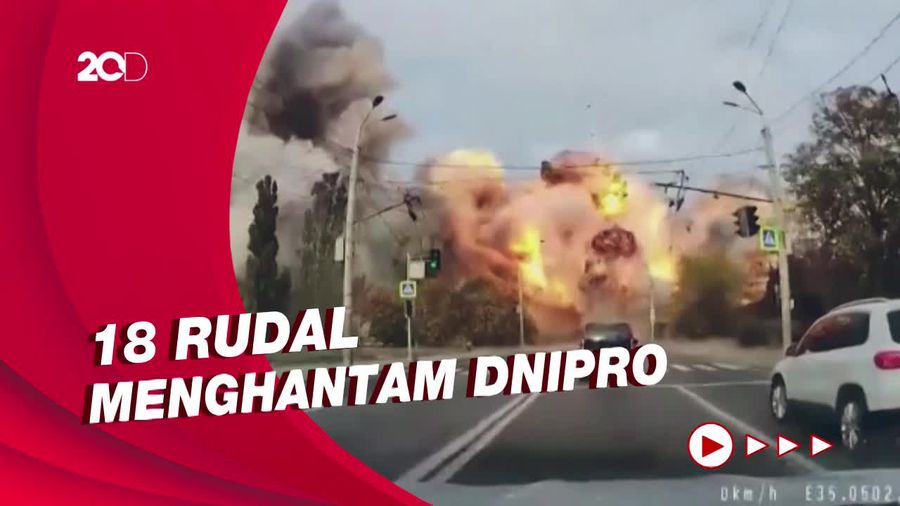 Detik-detik Serangan Rudal Rusia di Dnipro Picu Ledakan Besar