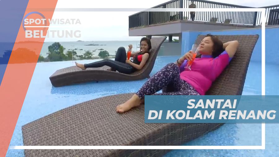Bersantai di Kolam Renang Sambil Menikmati Segelas Minuman Segar, Belitung