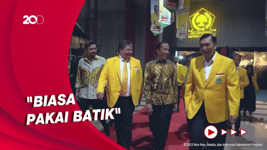Terkejutnya Jokowi Lihat Luhut Berjas Kuning di HUT Golkar