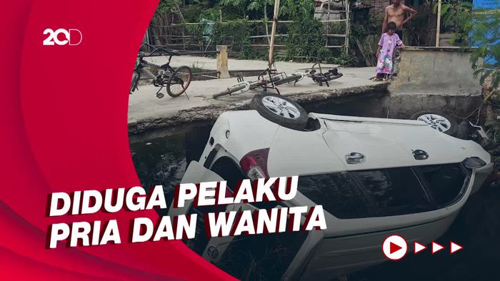 Sopir Panik Diteriaki Maling, Mobil Terguling di Sungai