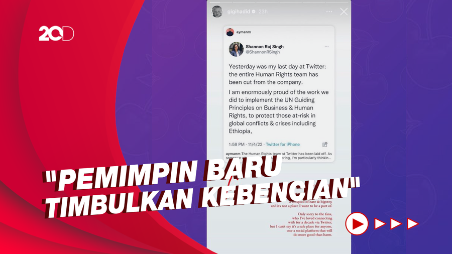Kecam Perilaku Elon Musk, Gigi Hadid Hapus Akun Twitter Miliknya