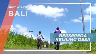 Bersepeda Keliling Desa Ditemani Panorama Sawah nan Hijau, Bali