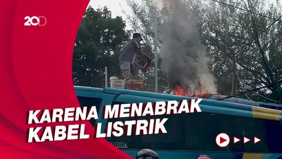 Penampakan Bus Terbakar di Depan Rumah Gubsu Edy