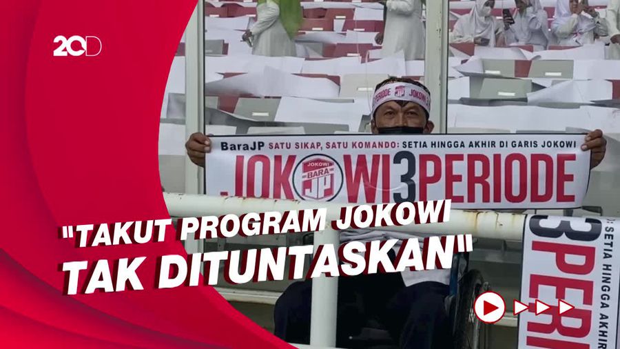 Relawan Bentangkan Poster Jokowi 3 Periode: Biar Pembangunan Berlanjut