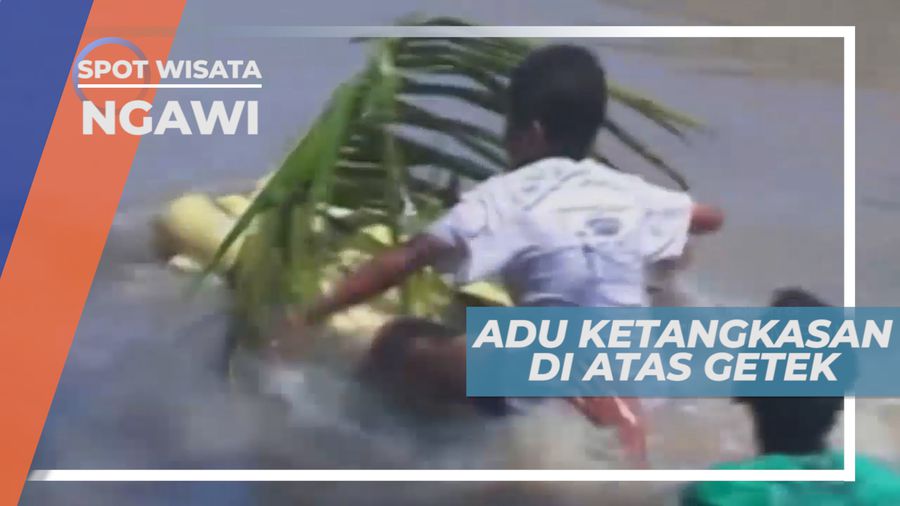 Serunya Adu Ketangkasan Bermain Getek di Sungai, Ngawi