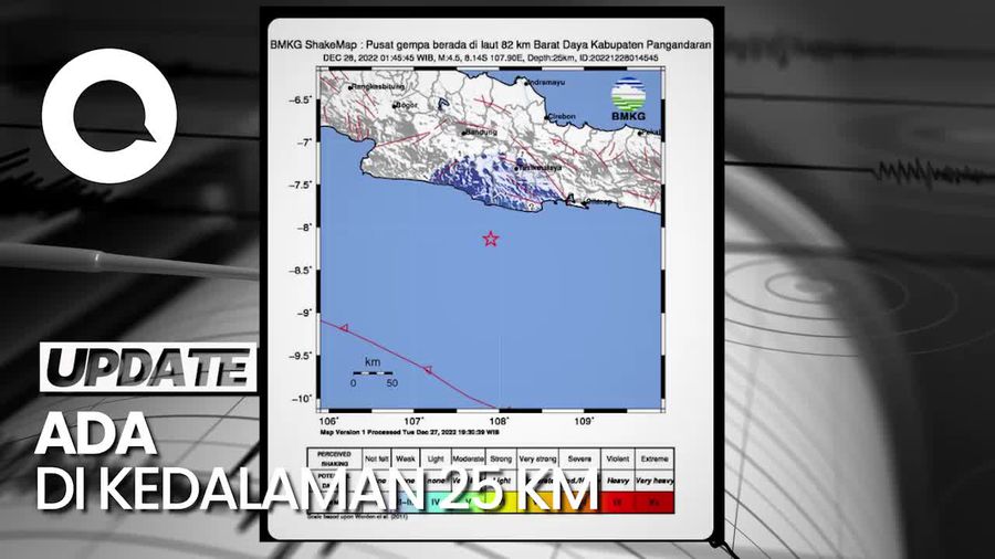 Gempa M 4,5 Guncang Kabupaten Pangandaran Jabar