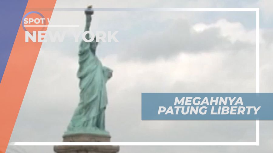 Megahnya Patung Liberty yang Tinggi Menjulang di Langit New York