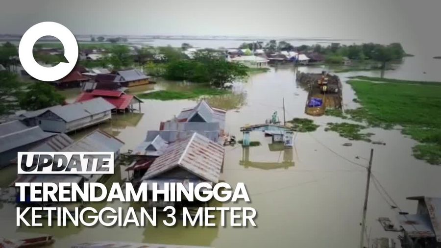Penampakan dari Udara Banjir di Sidrap Makin Meluas
