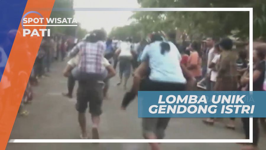Adu Tangkas Lomba Gendong Istri di Desa Bleber Pati Jawa Tengah