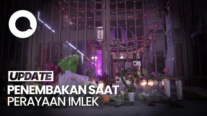 Penampakan Rangkaian Bunga di Lokasi Penembakan Massal California