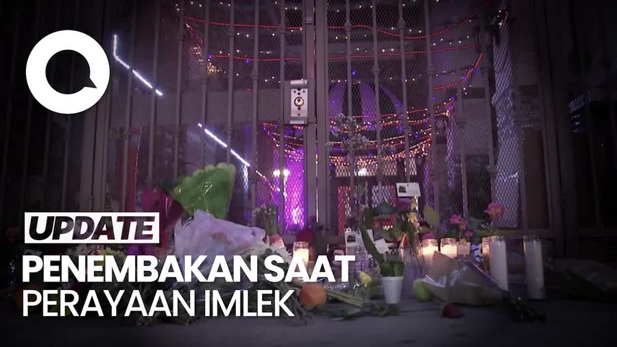 Penampakan Rangkaian Bunga di Lokasi Penembakan Massal California