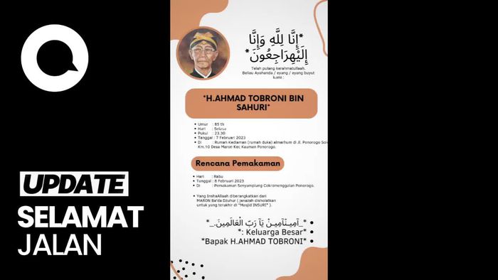 Seniman Reog Legendaris Mbah Tobron Meninggal Dunia  