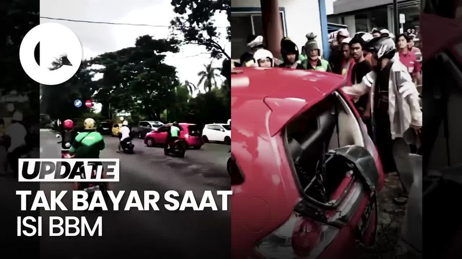 Momen Brio Merah Dikejar Massa Karena Tak Bayar saat Isi BBM