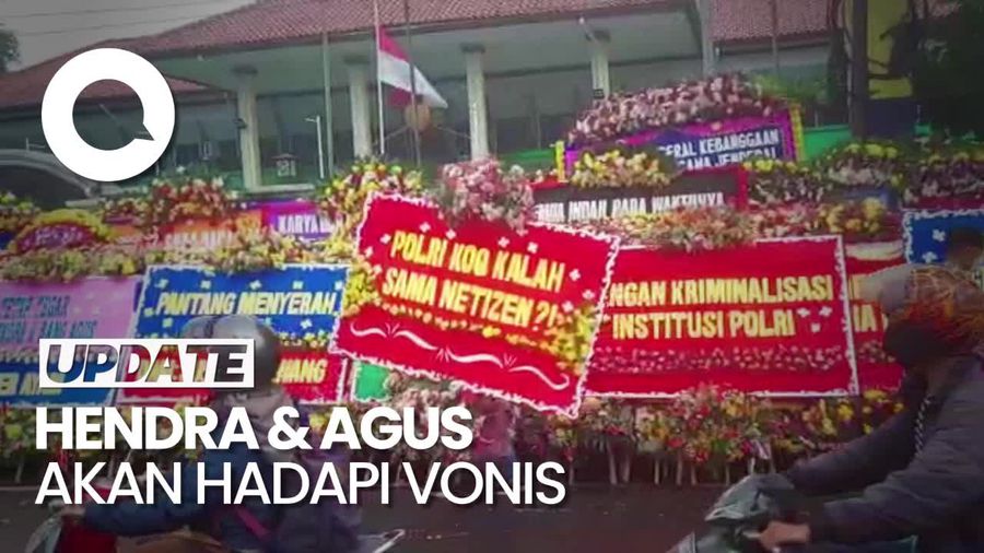 Penampakan Karangan Bunga di PN Jaksel Jelang Vonis 2 Anak Buah Sambo